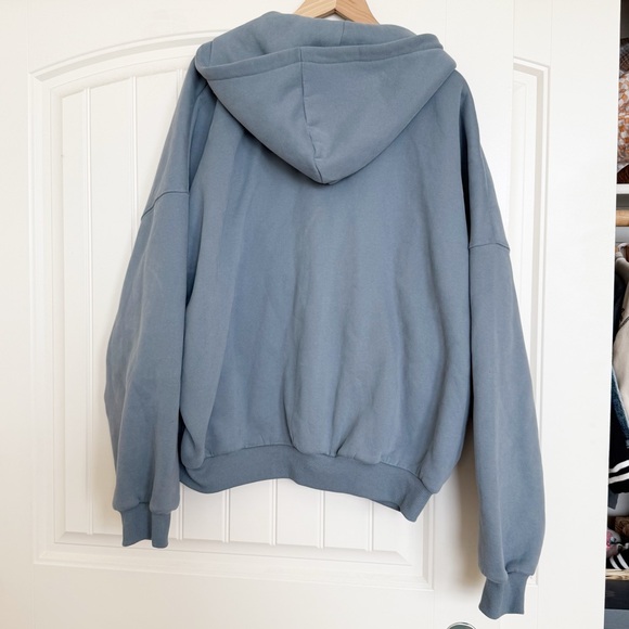 Comfrt Cloud Zip Up Hoodie Blue Willow Unisex Heavyweight Sweater - Picture 3 of 7